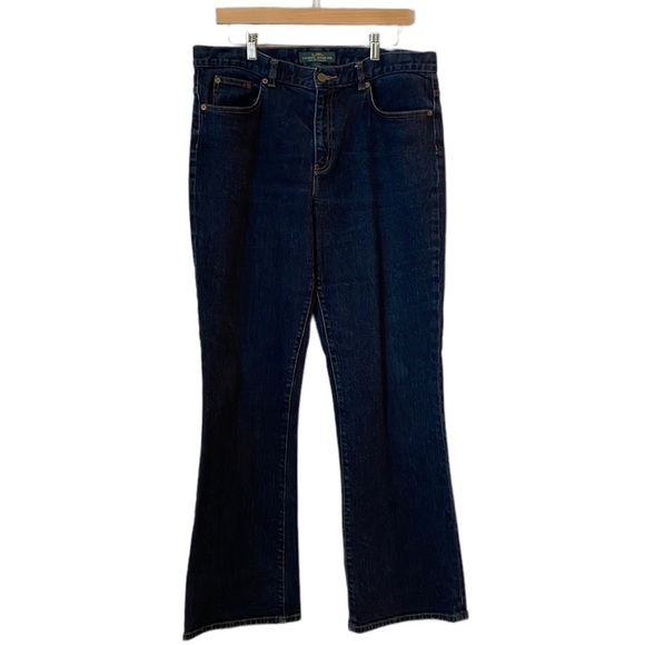 Lauren Ralph Lauren Jeans SZ 12 Bootcut Dark Wash Stretch Button Back Pockets - Picture 1 of 12
